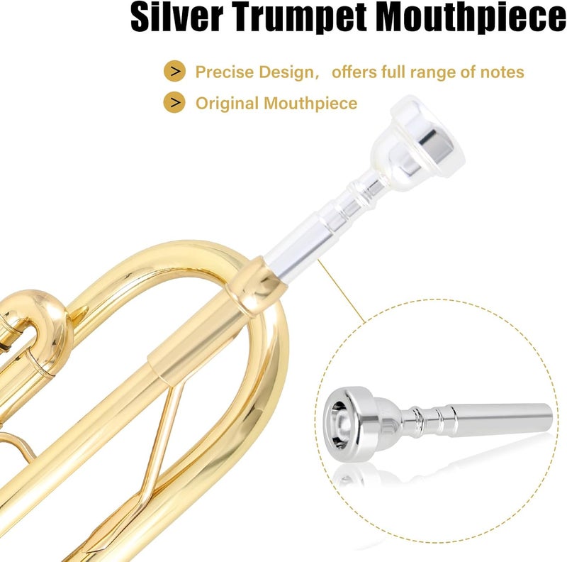 ROWell Bb Trumpet Standard Trumpet Set,Double Support Beam Design Trunpet, Trumpet Instrument with Hard Case, Cleaning Kit, Stand, Mouthpiece, Gloves, Valve Oil for Beginner,Student and Adult.(Gold) - Image 3